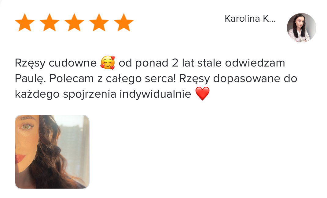 pierwsza pięcio-gwiazdkowa opinia zadowolonej klientki