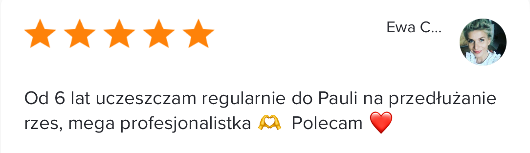 siódma pięcio-gwiazdkowa opinia zadowolonej klientki