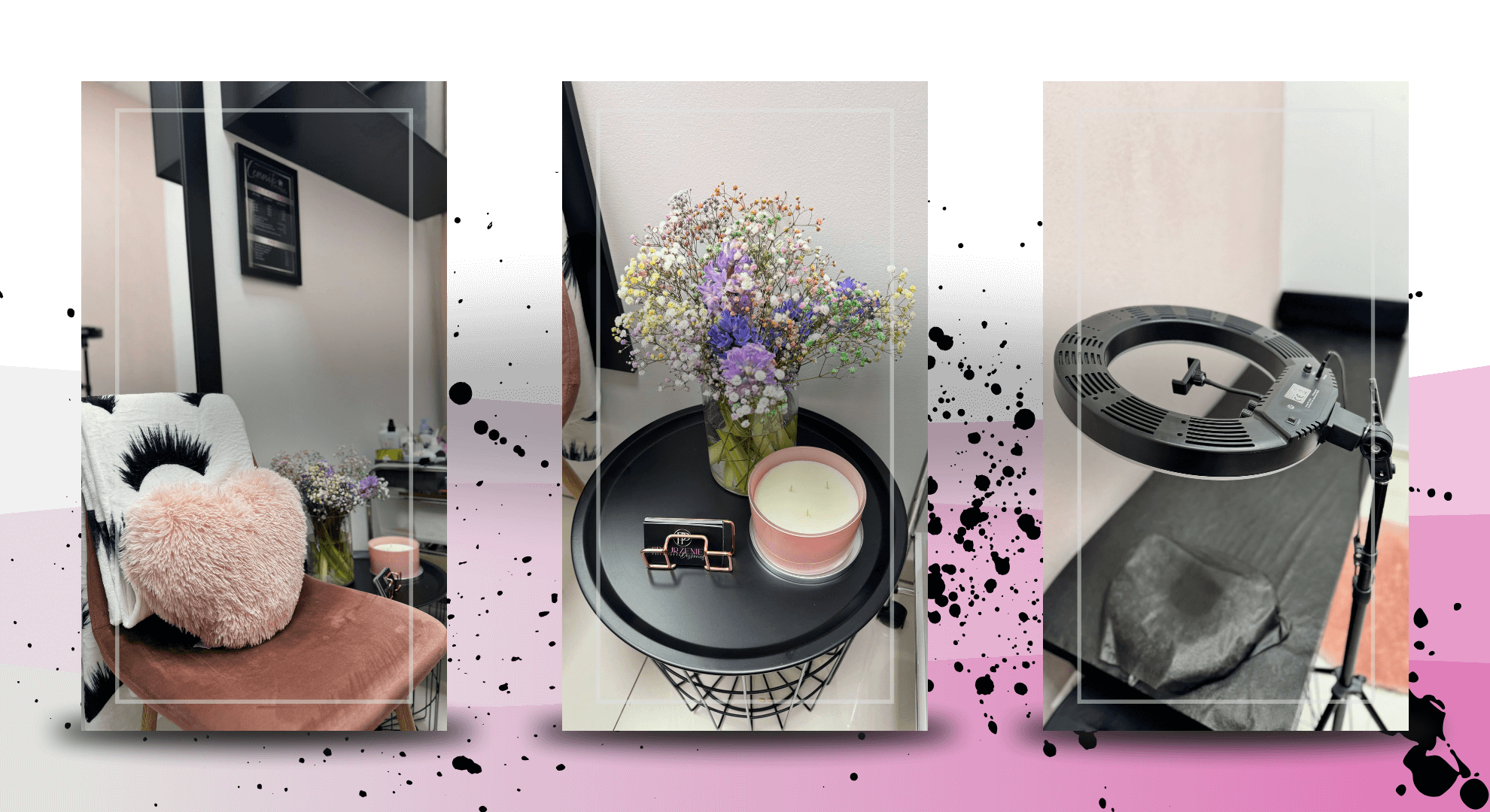 wystrój gabinetu do stylizacji rzęs